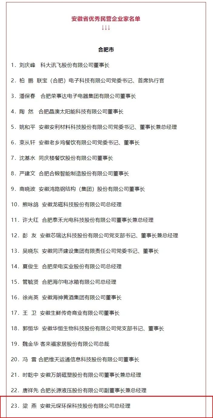 喜訊！元琛科技總經理梁燕被授予“安徽省優秀民營企業家”稱號